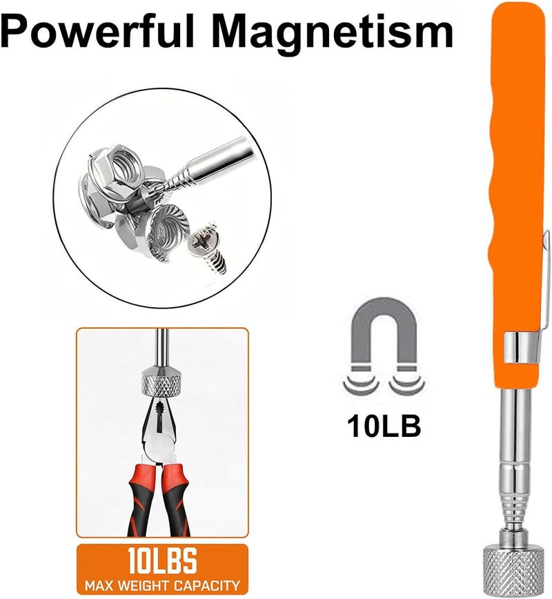Voleleo 2 Pack Telescoping Magnetic Pick-up Tool Set,28.7in Flexible Bendable Spring Long Magnet,Non-Slip Extendable,23.6in High Quality Retrieving Strong Portable Magnet Sticks with Pocket Clip - Image 3
