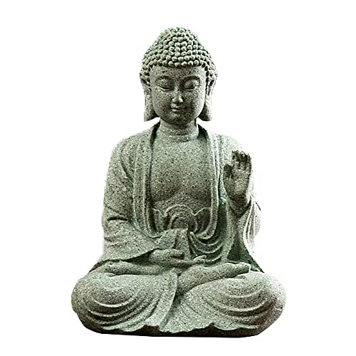 fazhongfa Mini Buddha Statue 4.7 Inch Natural Stone Handmade Buddha Sculptures Creative Zen Garden Aquarium Fish Tank Decorations Home Decor to Friend Family Mom Father as Gift (Meditation) - Image 1