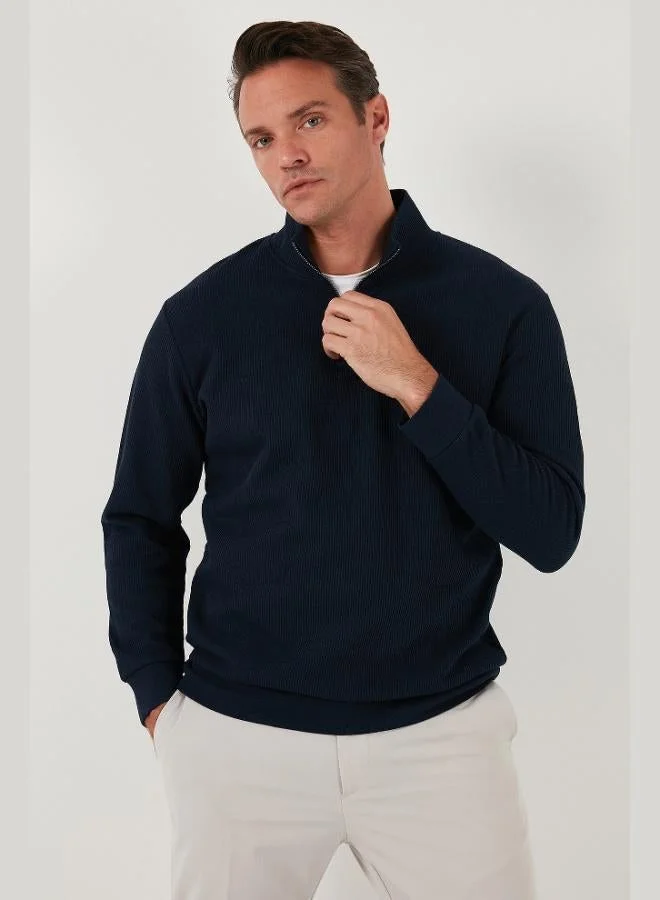 Buratti  Buratti Cotton Regular Fit Half Zipper Stand Collar Sweat Men's SWEAT 5905716 for Men | Best Price UAE