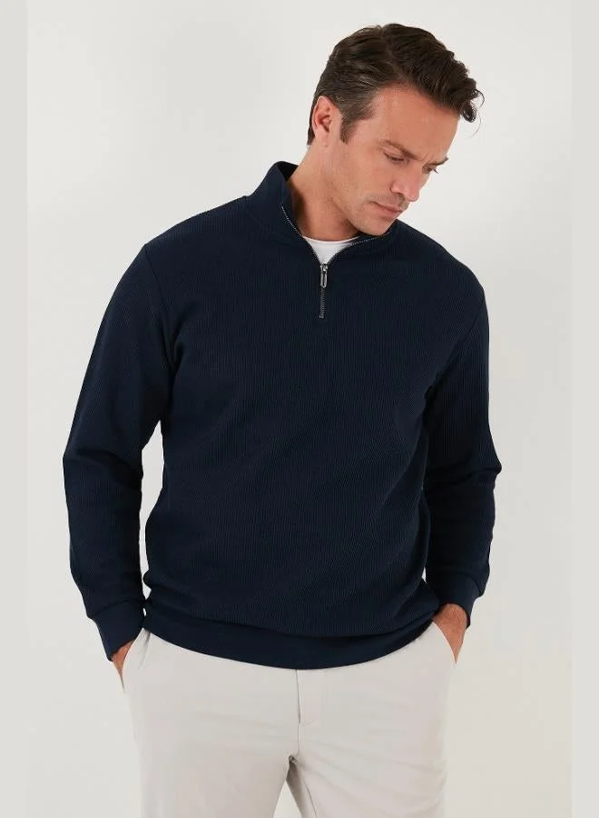 Buratti  Buratti Cotton Regular Fit Half Zipper Stand Collar Sweat Men's SWEAT 5905716 for Men | Best Price UAE
