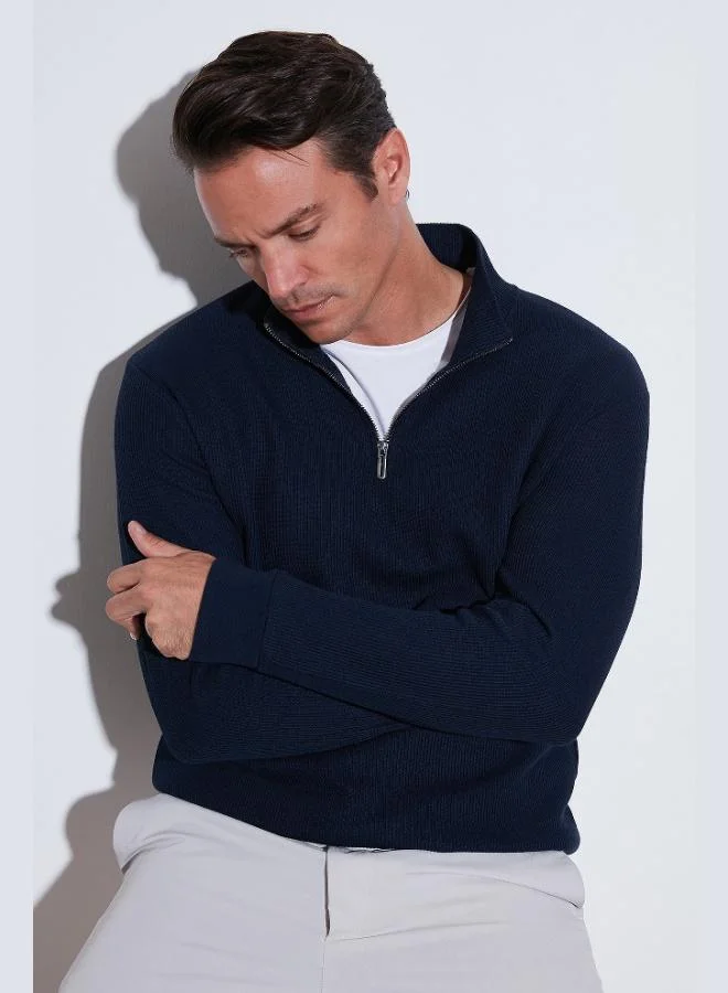 Buratti  Buratti Cotton Regular Fit Half Zipper Stand Collar Sweat Men's SWEAT 5905716 for Men | Best Price UAE