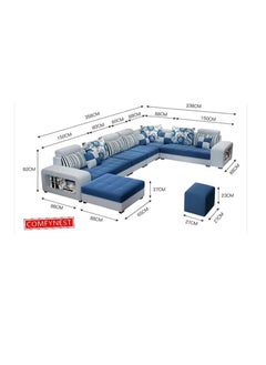 Comfynest Modern U Shaped Sectional Sofa Set 7 Seater Couch Luxury Design Velvet Fabric  - Image 2