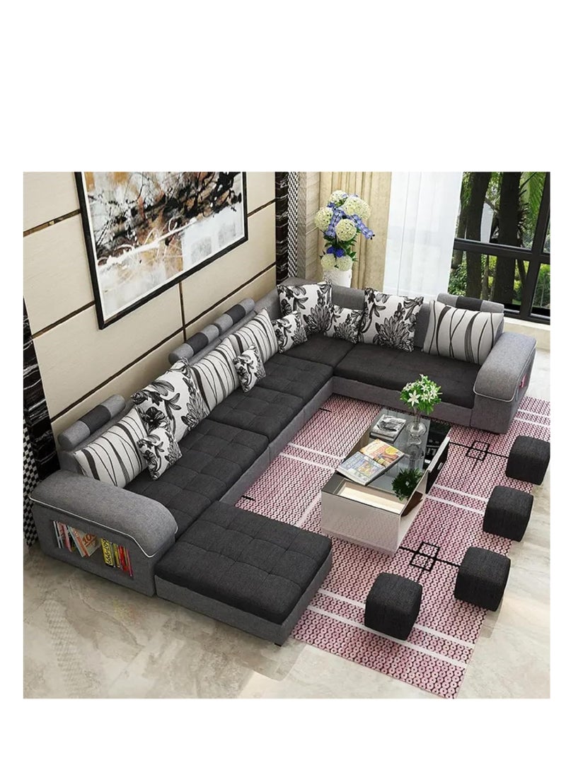 Comfynest Modern U Shaped Sectional Sofa Set 7 Seater Couch Luxury Design Velvet Fabric  - Image 1