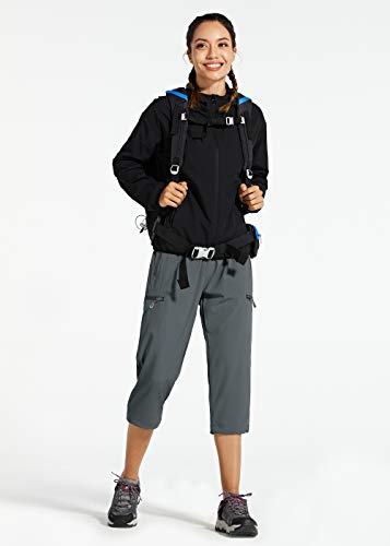 Libin Women's Quick Dry Hiking Capri Pants Lightweight Cargo Cropped Pants Water Resistant Outdoor Casual, Gray XL - Image 3