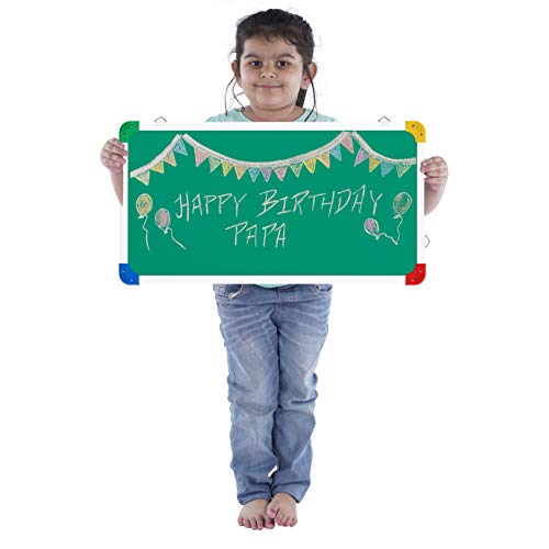 Pragati Systems® Genius Non-Magnetic Double-Sided White Board and Chalk Board for Kids, Home & Kitchen | Compact & Convenient Dry Dual Purpose Writing Board | Extra Small Size 1x2 Feet (Pack of 1) - Image 3
