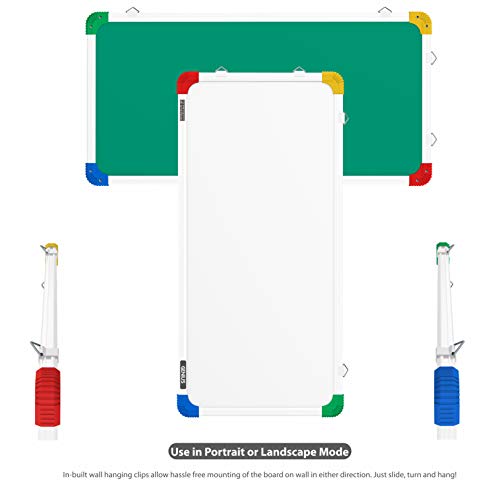 Pragati Systems® Genius Non-Magnetic Double-Sided White Board and Chalk Board for Kids, Home & Kitchen | Compact & Convenient Dry Dual Purpose Writing Board | Extra Small Size 1x2 Feet (Pack of 1) - Image 5