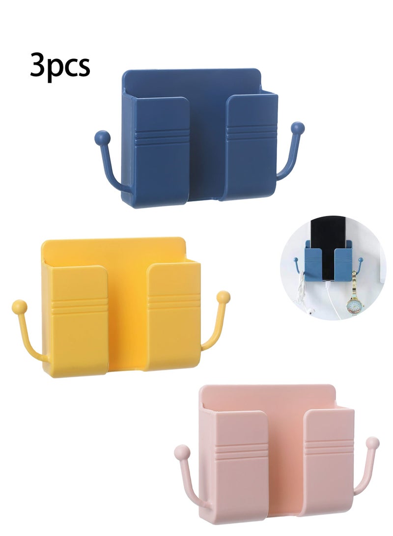 حامل هاتف مثبت على الحائط 3 قطع ، رف تخزين حائط لاصق متعدد الأغراض ، منظم معلق على الحائط ، رف حائط متعدد الأغراض ، حامل مفتاح مثبت على الحائط ، منظم تثبيت على الحائط للإلكترونيات - Image 1