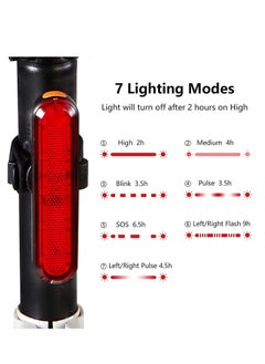 Excefore Bike Tail Light 2 Pack, Rear Back Lights for Night Riding, Bicycle Taillights with Great Battery Life, Easy to Install On Any or Helmet, 7 Mode Options, USB Rechargeable(Red)  - Image 5
