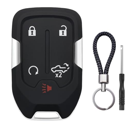 JJCHQ Key Fob Shell Case Replacement Fits for Chevy Silverado 2022 2021 2020 2019 and GMC Sierra 1500 2500HD 3500HD 5 Button Keyless Entry Remote Control Smart Car Key Fob Cover - Image 1