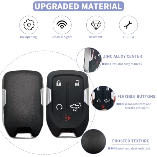 JJCHQ Key Fob Shell Case Replacement Fits for Chevy Silverado 2022 2021 2020 2019 and GMC Sierra 1500 2500HD 3500HD 5 Button Keyless Entry Remote Control Smart Car Key Fob Cover - Image 4