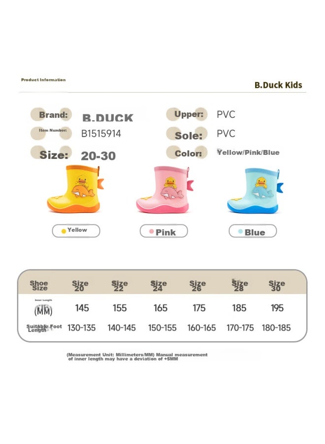 B.duck Children's Rain Boots, Cute Cartoon Design For Boys And Girls, Mid-calf Waterproof Rain Boots For Summer, 5914 Pink, Size 22 - Image 3