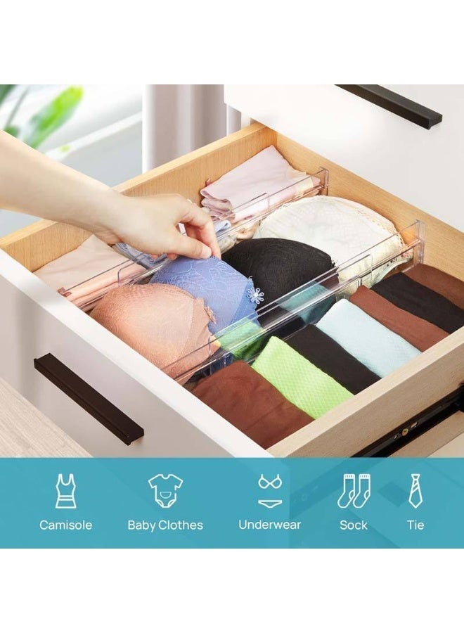 Hugifts 4PCS Adjustable Clear Drawer Dividers Expandable 11.34-19.88 Inches, 3.15 Inch Height, Tool-Free Drawer Organizer Separators for Kitchen, Bedroom, Dresser, Closet and Office - Image 2