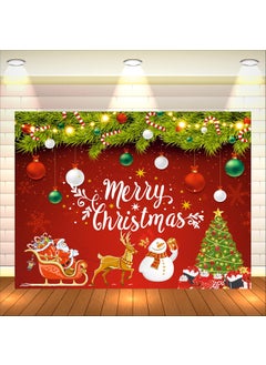 Party Baazaar Party Baazaar Merry Christmas Backdrop Backdrop Decoration for Christmas Christmas Decoration Items for Home Merry Christmas Cloth Curtain Banner Pack of 1 Multi Color Size 5x4 Feet 