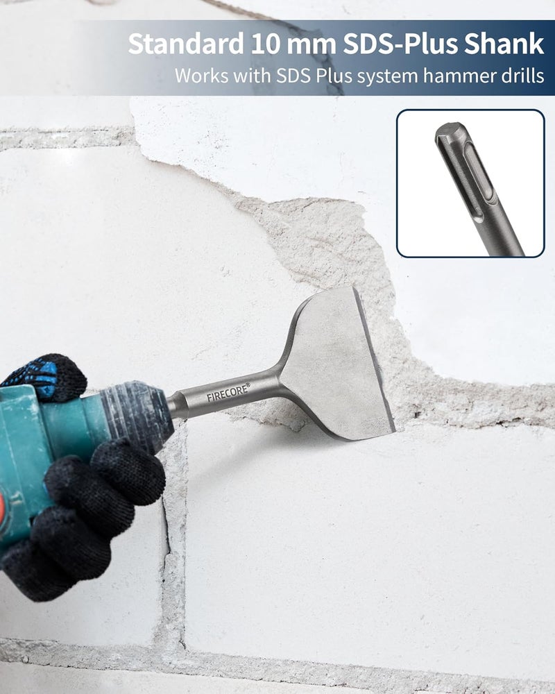 Firecore 2Pcs SDS Plus Chisel 3-In Wide Cranked Angled Bent Tile Removal Chisel Tool(3" X 6.5") FS18365 - Image 3