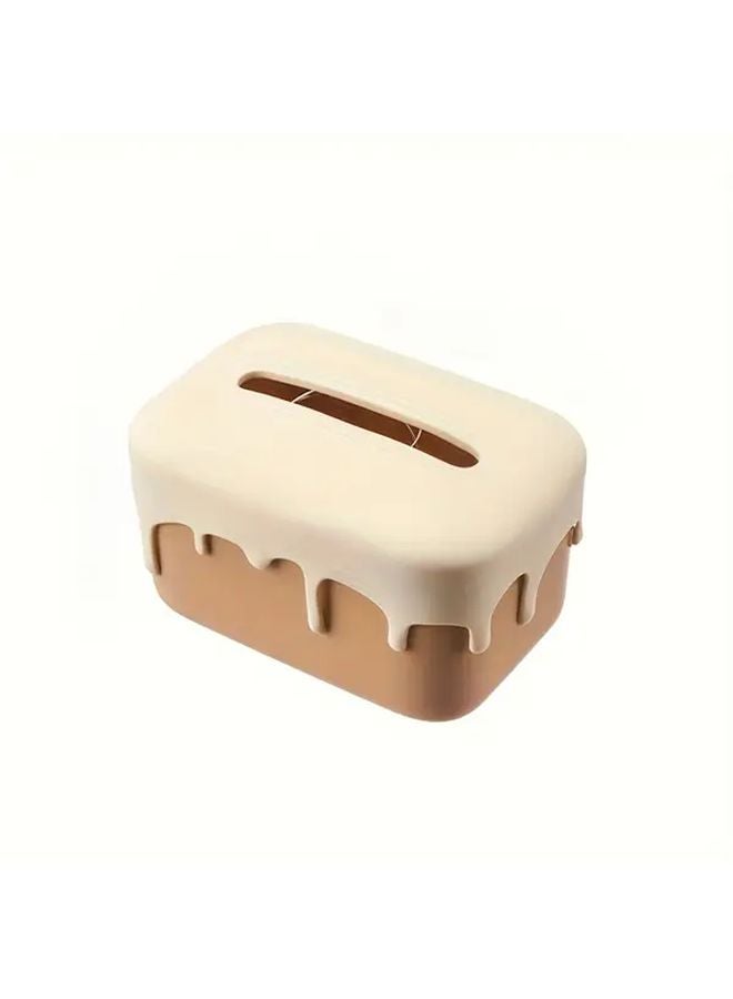 غطاء صندوق المناديل البلاستيكي بتصميم التنقيط البني المربع لديكور الحمام المنزلي - Image 5