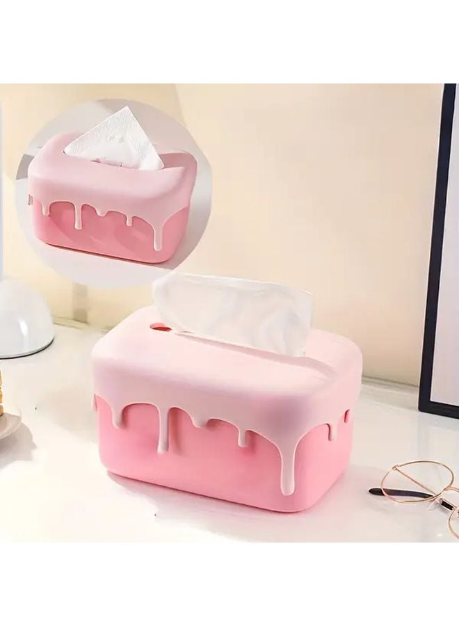 غطاء صندوق المناديل البلاستيكي بتصميم التنقيط البني المربع لديكور الحمام المنزلي - Image 2