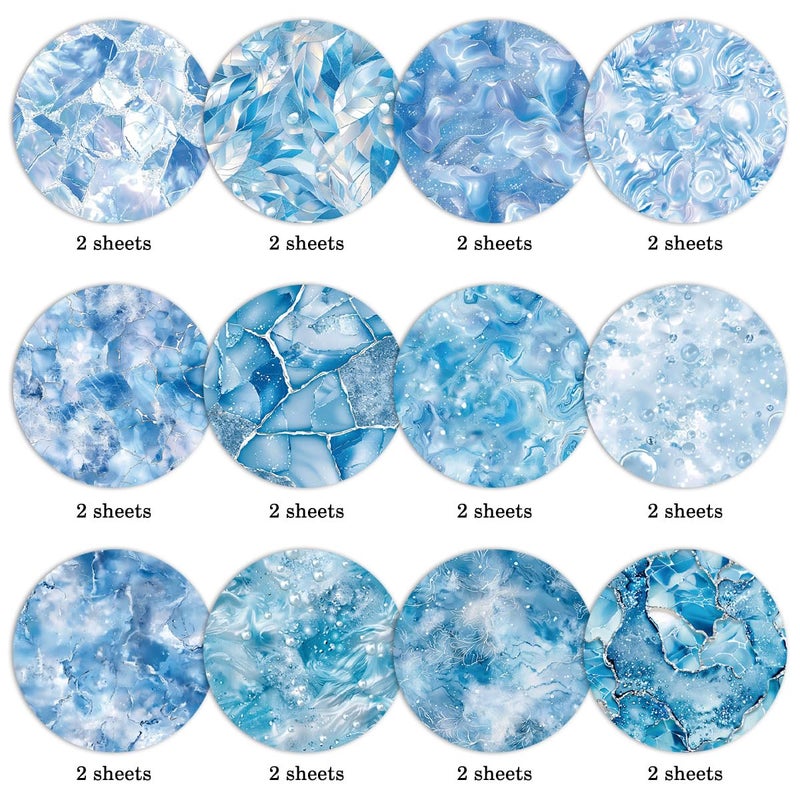 WLXTREE Scrapbook Paper Pad 6x6,Watercolored Blue Single-Sided Decopodge Scrapbooking DIY Decorative Background Cardmaking Supplies,Junk Journal Craft Paper - Image 3