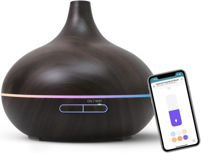 SMART WIFI ESSENTIAL OIL DIFFUSER WORKS WITH APPLE HOMEKIT & ALEXA, ULTRASONIC AROMATHERAPY DIFFUSER & MIST HUMIDIFIER WITH VOICE & APP REMOTE CONTROL, SCHEDULE & TIMER, RGB LIGHT