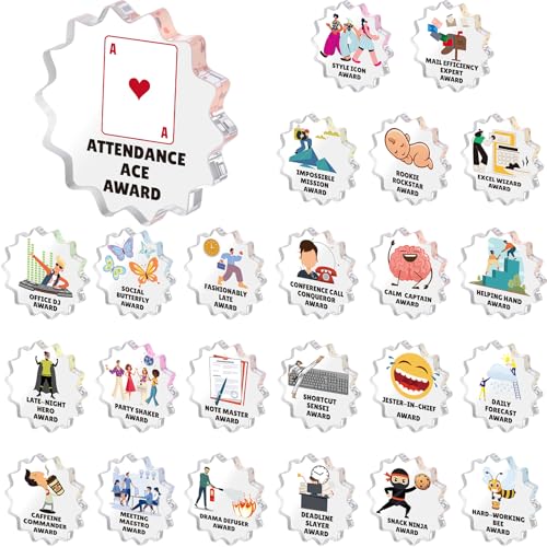 Chunful 24 Pcs Funny Employee Appreciation Awards Gifts Bulk Little Clear Acrylic Reward Colleagues Medallions Motivational Trophy Gifts for Employee Coworker Staff Teacher Nurse Office Team - Image 1