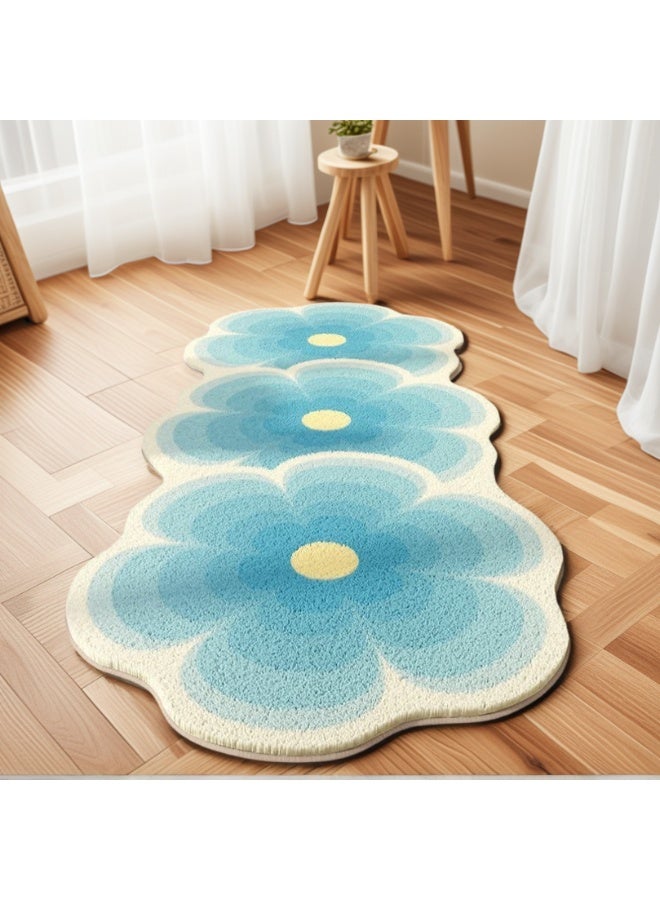 لوبيتيز سجاد فرش زهرة قياسي غير منتظم ، يستخدم للسجاد المضاد للانزلاق في الغرف وغرف المعيشة ، والسجاد الديكور الداخلي ، (أزرق ، 120 * 50 سم) - Image 3