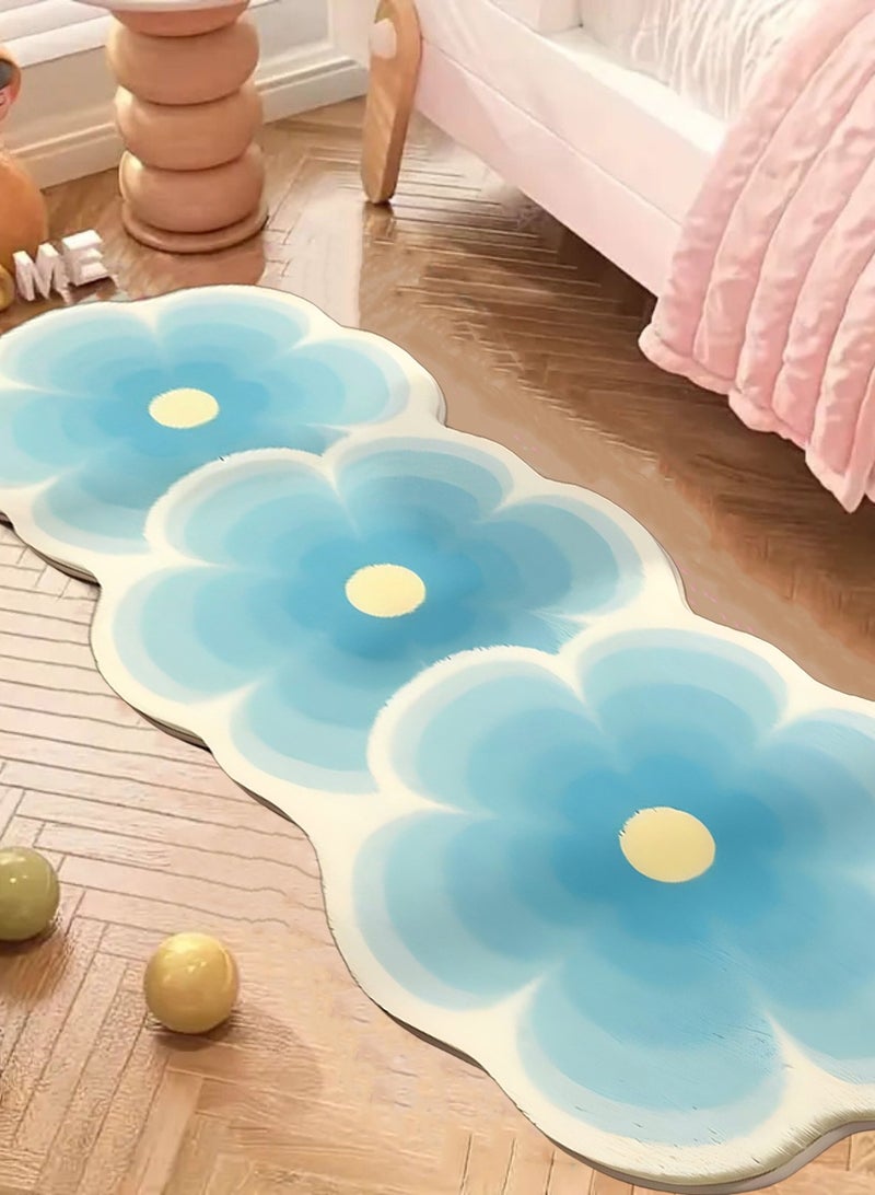 لوبيتيز سجاد فرش زهرة قياسي غير منتظم ، يستخدم للسجاد المضاد للانزلاق في الغرف وغرف المعيشة ، والسجاد الديكور الداخلي ، (أزرق ، 120 * 50 سم) - Image 2