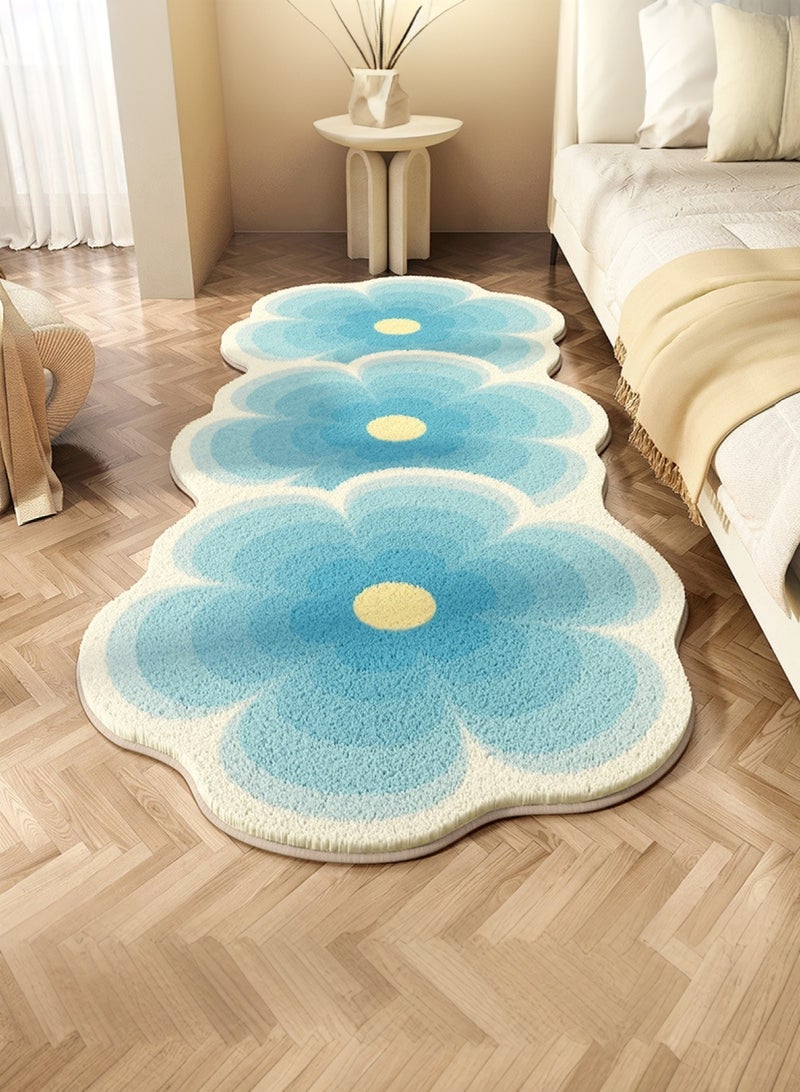 لوبيتيز سجاد فرش زهرة قياسي غير منتظم ، يستخدم للسجاد المضاد للانزلاق في الغرف وغرف المعيشة ، والسجاد الديكور الداخلي ، (أزرق ، 120 * 50 سم) - Image 1