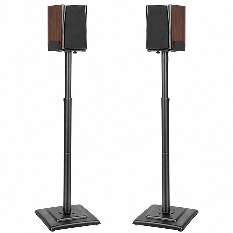 Surround Speaker Stand for Home Theater, Steel, Black, Adjustable Tray Cable Management, Holds Up to 5KG, Set of 2 - Image 1