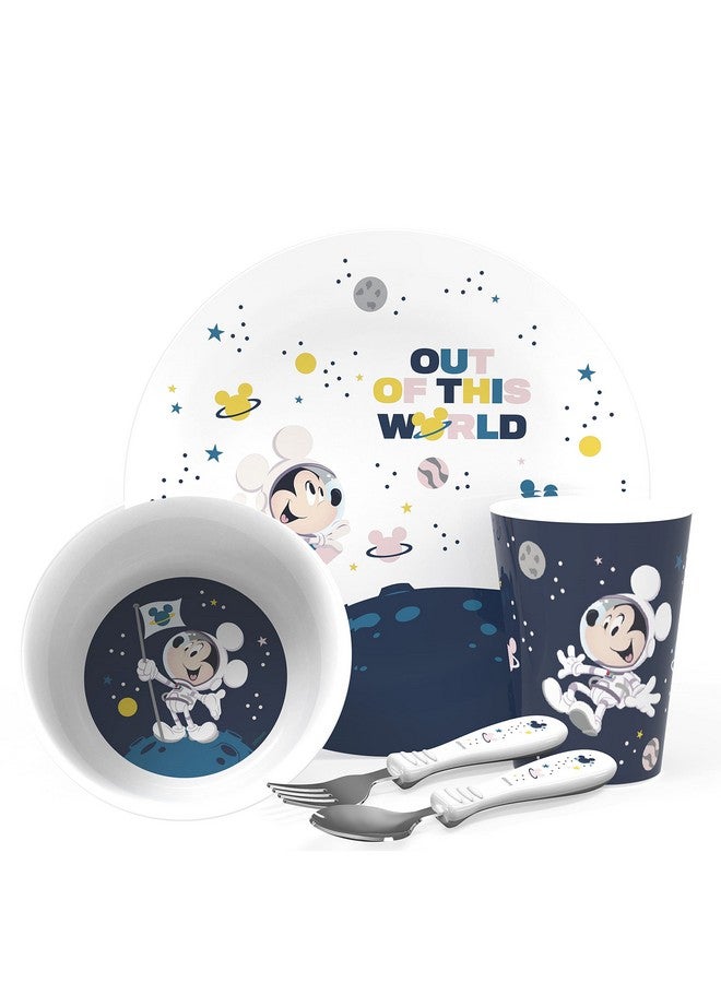 Zak Designs Disney Mickey Mouse Kids Dinnerware Set Includes Plate, Bowl, Tumbler and Utensil Tableware, Made of Non-BPA Durable Material and Perfect for Kids (5 Piece Set, Space, Non-BPA) - Image 1
