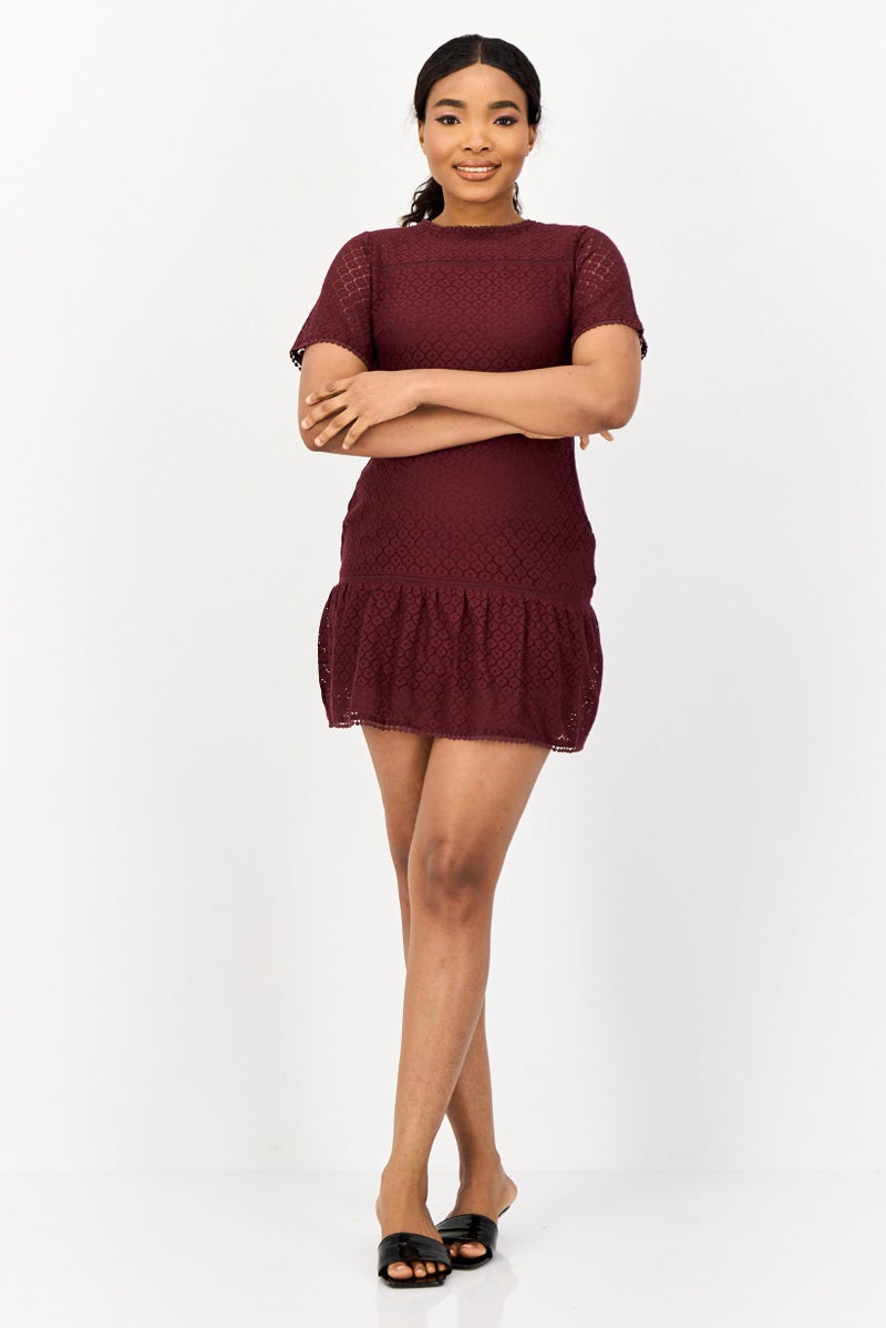 ONLY فستان ميني للنساء بتفاصيل عيون، بني - Image 3