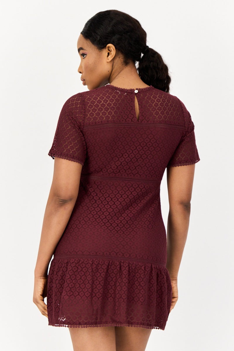 ONLY فستان ميني للنساء بتفاصيل عيون، بني - Image 2