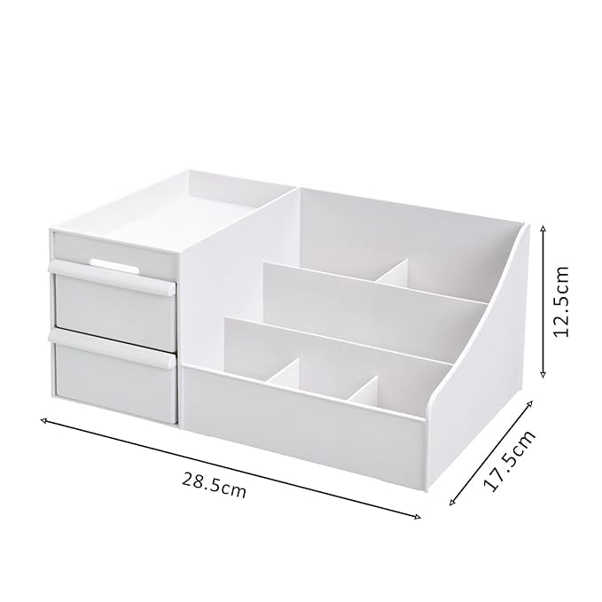 Baps store صندوق تنظيم مستحضرات التجميل من بابس ستور مع أدراج - حل تخزين أنيق وعملي للمكياج والقرطاسية والإكسسوارات (أبيض_1) - Image 2