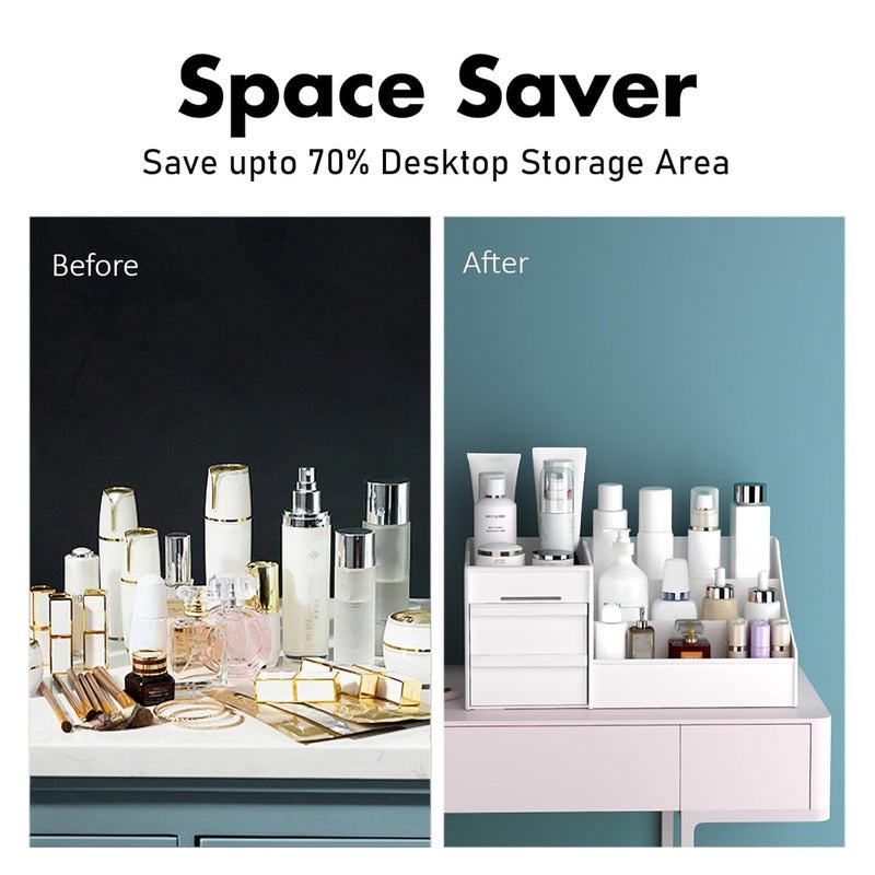 Baps store صندوق تنظيم مستحضرات التجميل من بابس ستور مع أدراج - حل تخزين أنيق وعملي للمكياج والقرطاسية والإكسسوارات (أبيض_1) - Image 5