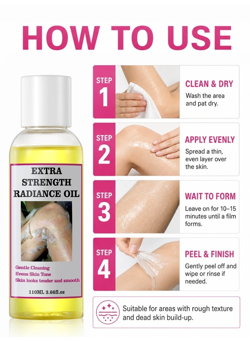 MOOYAM Extra Strong Peeling Oil, Yellow Peeling Oil For Dark Skin, Natural Formula Exfoliating Peels Solution For Face, Body, Hands And Foot Dead Skin Remover (110ML/3.66 OZ) - Image 5