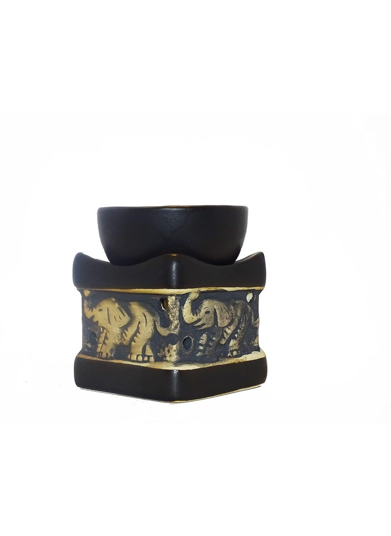Roost Collections Roost Feng Shui Zen Ceramic Essential Oil Burner Diffuser TeaLight Holder for Home Decoration Black  - Image 2