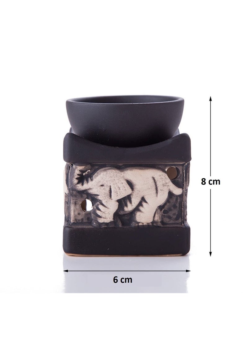 Roost Collections Roost Feng Shui Zen Ceramic Essential Oil Burner Diffuser TeaLight Holder for Home Decoration Black  - Image 4