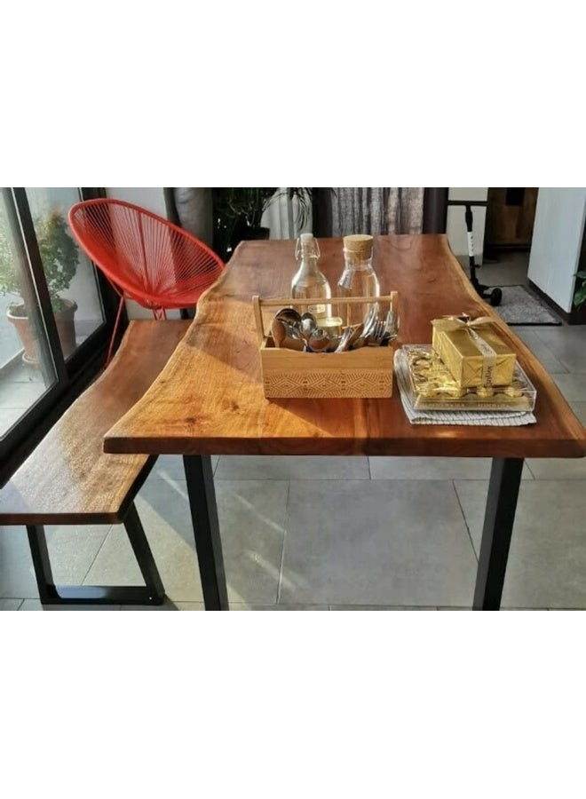HANDPICKED FURNITURE Dining Table Acacia Wood Industrial style - X Shape Legs - Without Bench - 120x300 cm 3.9x9.8 ft  - Image 1