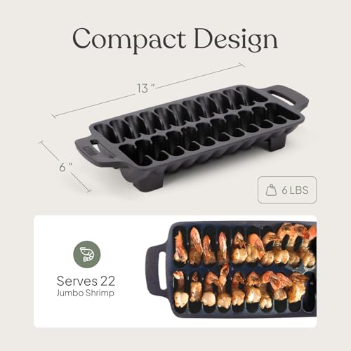 TOMO Cast Iron Shrimp Grill Pan - Image 5