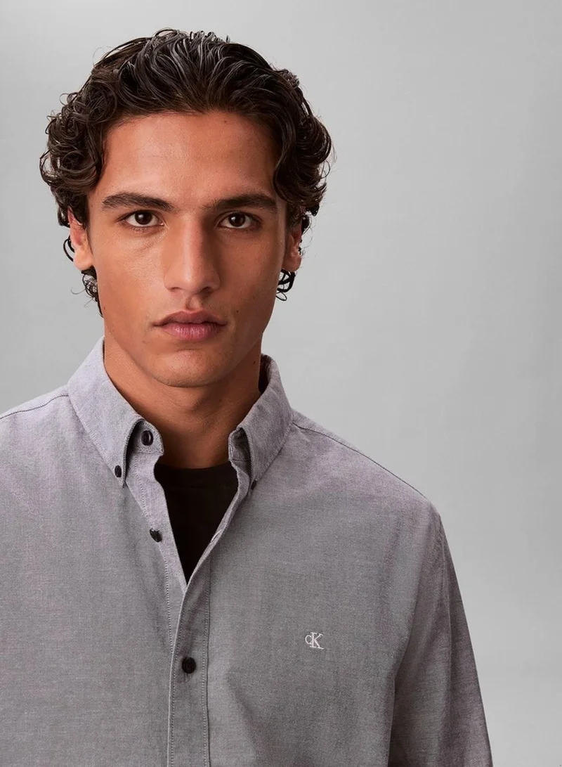 Calvin Klein Jeans Dark Sapphire Oxford Cotton Button-Down Shirt for Men | Best Price UAE