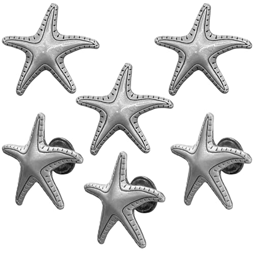 KYIEN 6Pcs Nautical Beach Sea Style Themed Starfish Shape Cabinet Knobs Furniture Decorative Pulls Drawer Knobs Dresser Handles Cabinet Decoration Pulls - Image 1