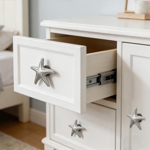 KYIEN 6Pcs Nautical Beach Sea Style Themed Starfish Shape Cabinet Knobs Furniture Decorative Pulls Drawer Knobs Dresser Handles Cabinet Decoration Pulls - Image 4