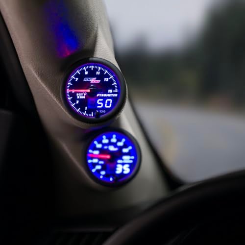 MaxTow Double Vision 1500 F Pyrometer Exhaust Gas Temperature EGT Gauge Kit - Includes Type K Probe - Black Gauge Face - Blue LED Dial - Analog & Digital Readouts - for Diesel Trucks - 2-1/16" 52mm - Image 2