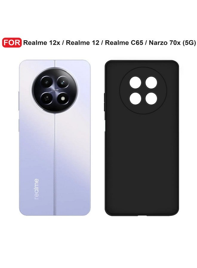 Cedo غطاء خلفي CEDO لـ Realme 12x / 12 / Realme C65 / Narzo 70x (5G) | حماية من نتوء الكاميرا وبطانة من القماش المخملي الداخلي | غطاء مطاطي ناعم فائق النحافة غير لامع (أسود) - Image 3