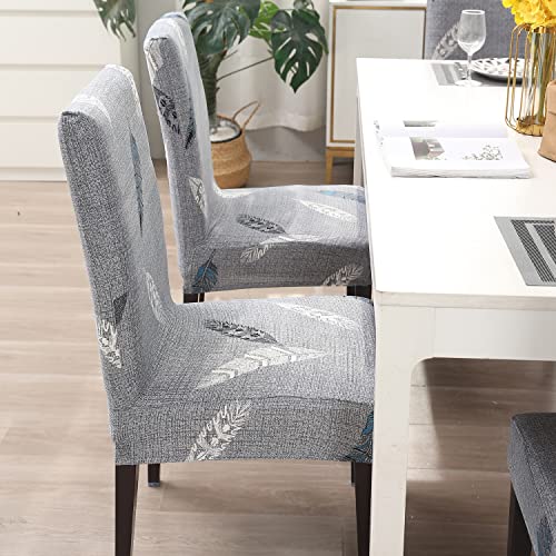 HOKIPO Polyester Blend Stretchable Dining Table Chair Cover Set of 2 Seat Protector Slipcovers (AR-4073-D12*2),Grey - Image 3