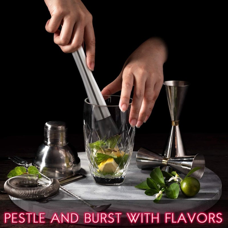 FINALITY finality 8 Inch Stainless Steel Cocktail Muddler and 10 Inch Mixing Spoon Home Bar Tool Set Create Delicious Mojitos and Other Fruit Based Drinks  - Image 4
