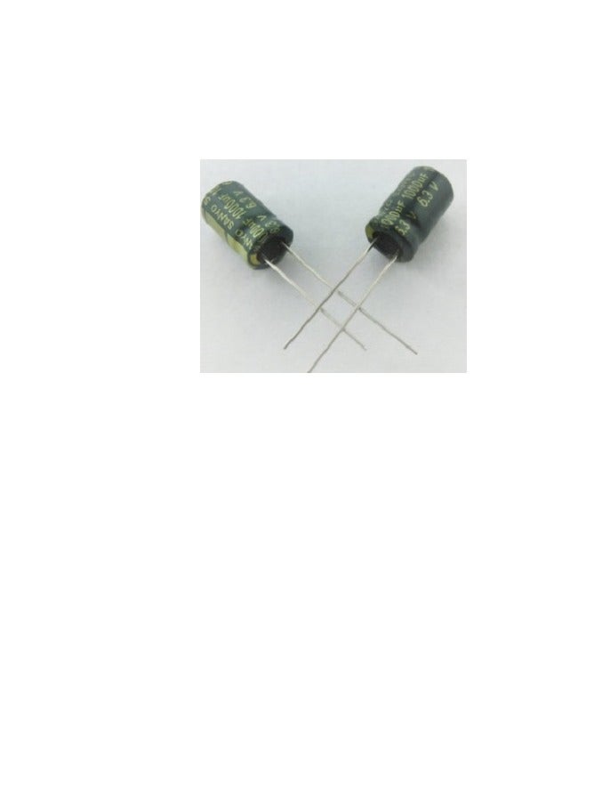 مكثف PoiLee 1000uF 6.3V، مكثف كهربائي شعاعي 1000uf 105 C 8x12mm (عبوة من 10 قطع) 