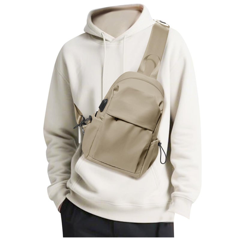 SEAFEW Brown Sling Crossbody Bag for Men Women Tactical Backpack Shoulder Daypack Mini AntiTheft Cross Body Motorcycle Chest Bags Small One Strap Fanny Back Pack for Casual Travel Hiking Sport Gym - Image 2