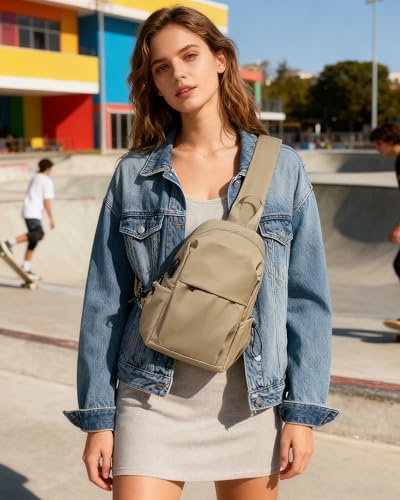 SEAFEW Brown Sling Crossbody Bag for Men Women Tactical Backpack Shoulder Daypack Mini AntiTheft Cross Body Motorcycle Chest Bags Small One Strap Fanny Back Pack for Casual Travel Hiking Sport Gym - Image 3