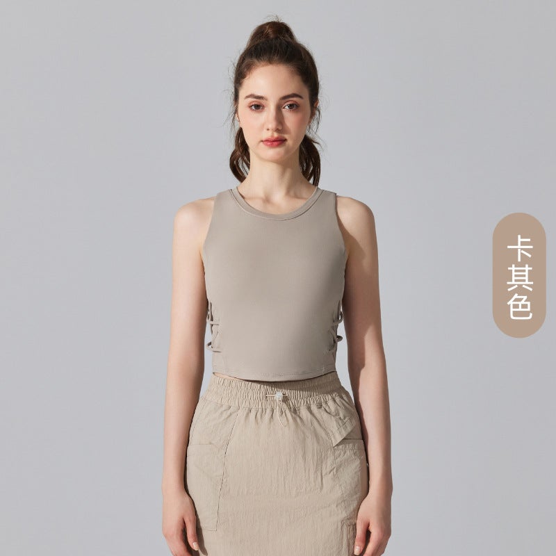 Antibacterial Yoga Tank with Built-In Bra Khaki