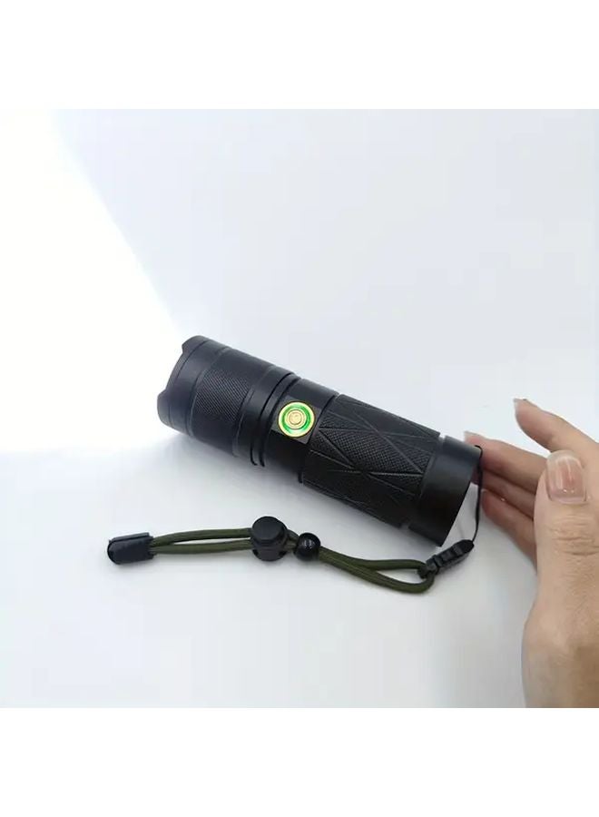 Ba Black High Lumen Aluminum LED Flashlight 6000mAh USB Charging 5 Modes For Camping - Image 1