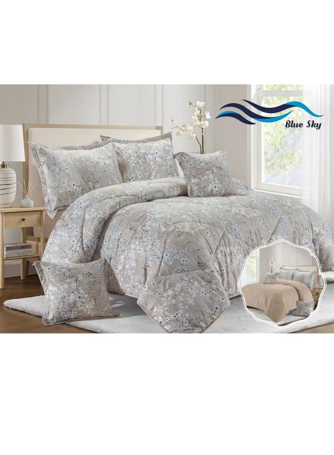 بلو سكاي مفرش سرير نفر من المايكروفايبر بنسبة 100% ، غطاء سرير بتصميم هندسي، قابل للاستخدام على الوجهين، طقم من 4 قطع، مقاس 230X170 سم - Image 1